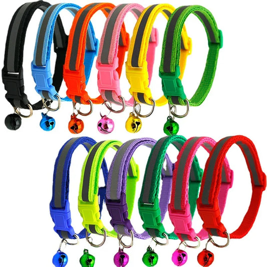 Reflective Breakaway Cat Collar Neck Ring Necklace Bell Pet Supplies Safety Elastic Adjustable Reflective Collar Pet Products