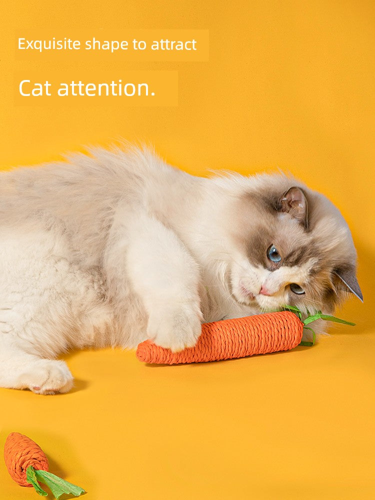 Cute Sound Carrot Grinding Claw Relieving Stuffy Cat Toy