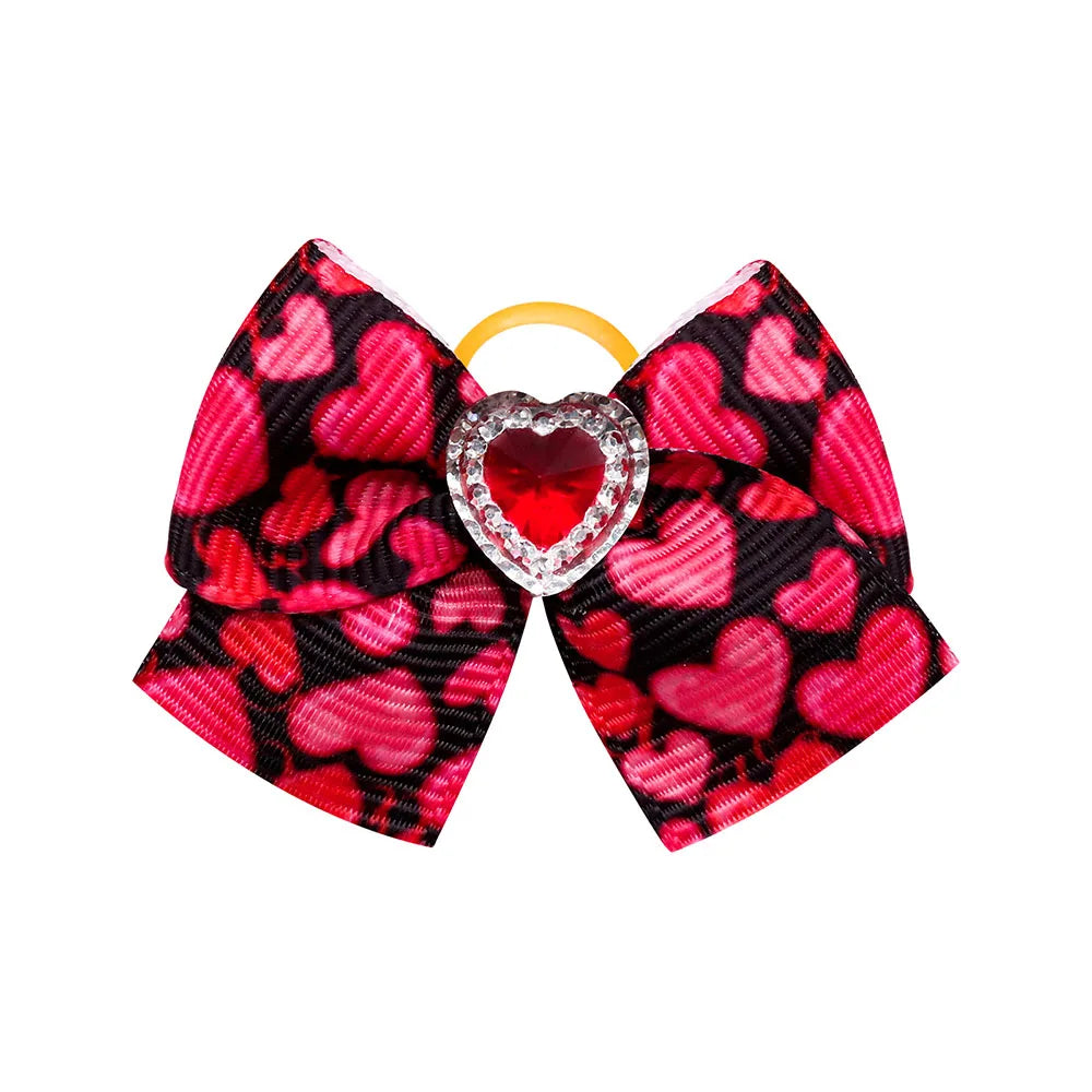 20PCS Red/Pink Series Dog Bows Valentine's Day Bows for Dogs Cute Cat Dog Bows for Rubber Band Pet Hair Bowknot Dog Accessories