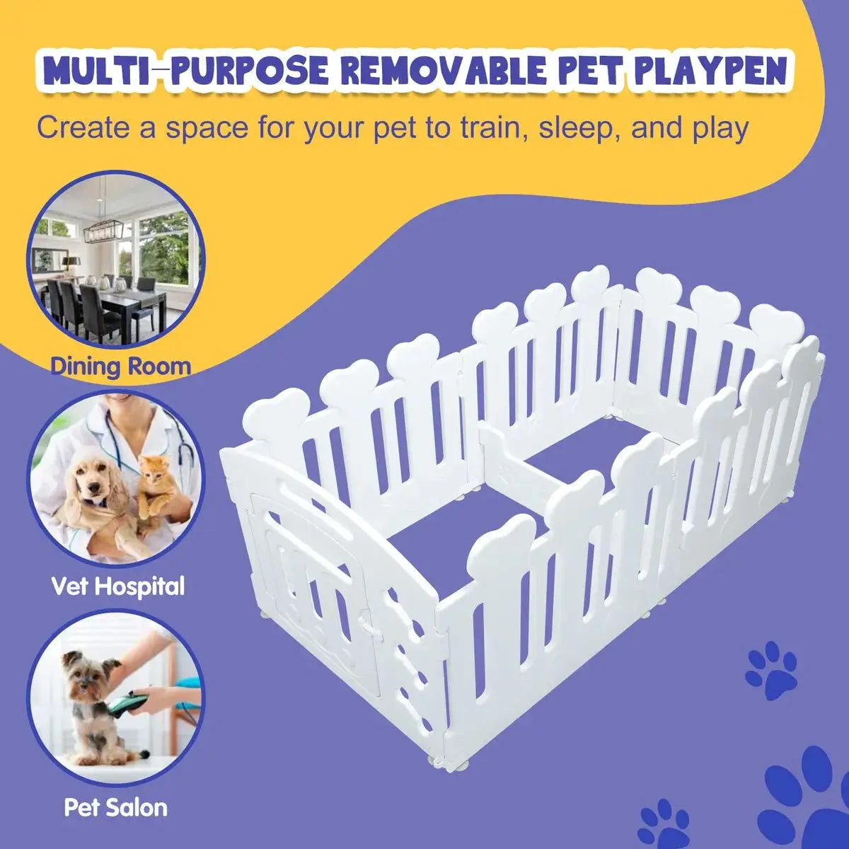 Cage pliable pour chien, parc pour animaux de compagnie, parc pour chiots, niche d'extérieur et d'intérieur pour chat, boîte d'exercice pour mise bas, portail portable en plastique