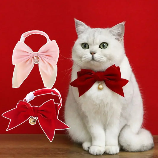 Pet Collar Exquisite Comfortable Decorative Pet Kitten Cat Velvet Bowknot Neck Circle Neck Bow Pet Accessories