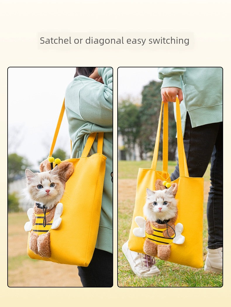 Cat Bag Outdoor Portable Canvas Bag Shoulder Bag Crossbody Bag Dog Backpack Exposed Cat Small Size Dogs Pet Bag