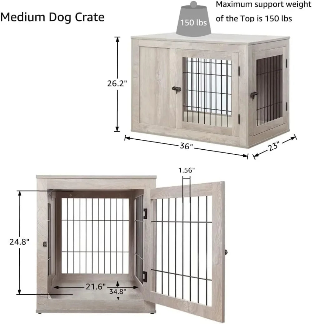 Furniture Style Dog Crate for Medium Dogs Indoor Aesthetic Puppy Kennel with Door Modern Decorative Wood Wire Pet House