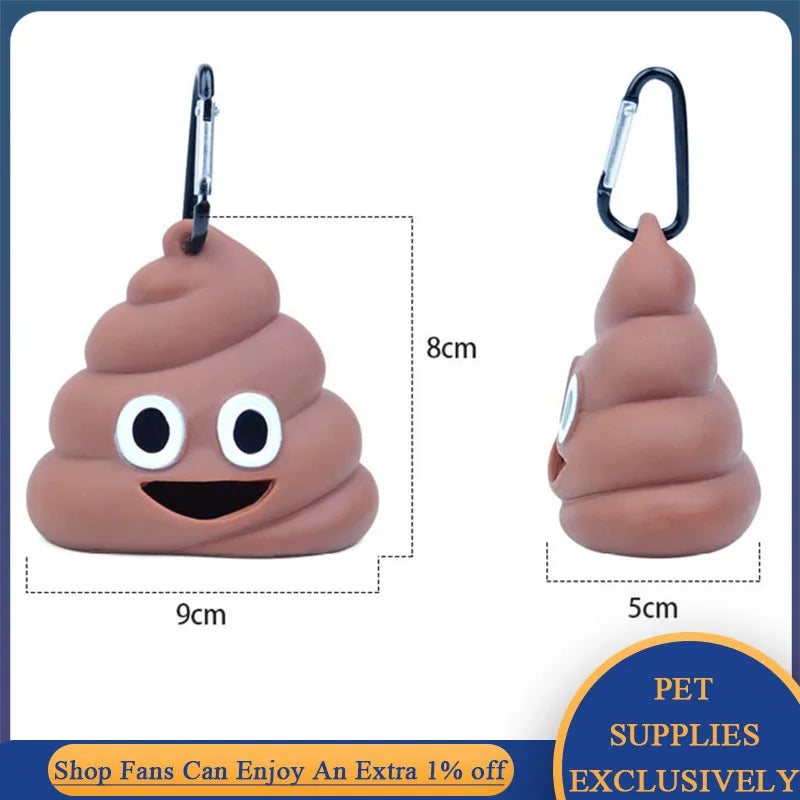 Portable Dog Poop Bags Dispenser Holder Shit-shaped Trash Sack Case Carrier Outdoor Garbage Storage Box for Pet Faeces Cleaning