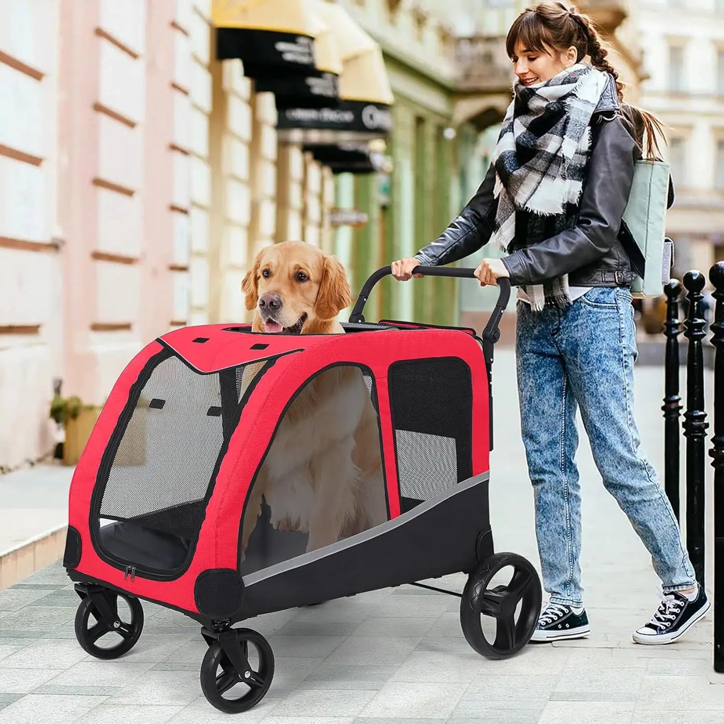 Dog Stroller For Large Dogs, Extra Large Pet Stroller For For Medium Dogs, Dog Stroller For 2 Dogs, Dog Wagon, Foldable Design