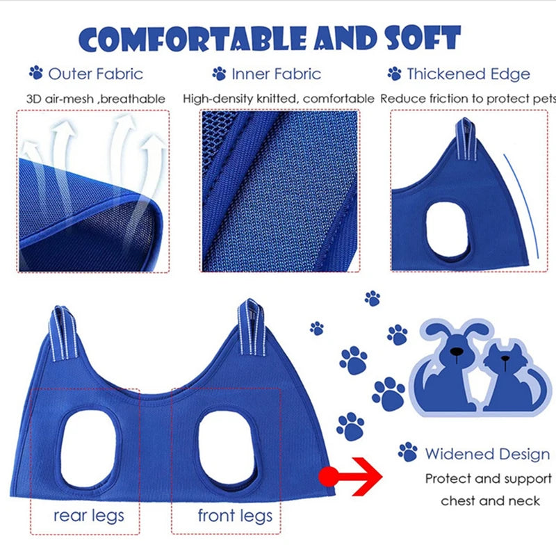 Mesh Breathable Dog Grooming Hammock for Small Medium Dogs Cats Suspension Type Pet Restraint Bag Cleaning Medical Accessories