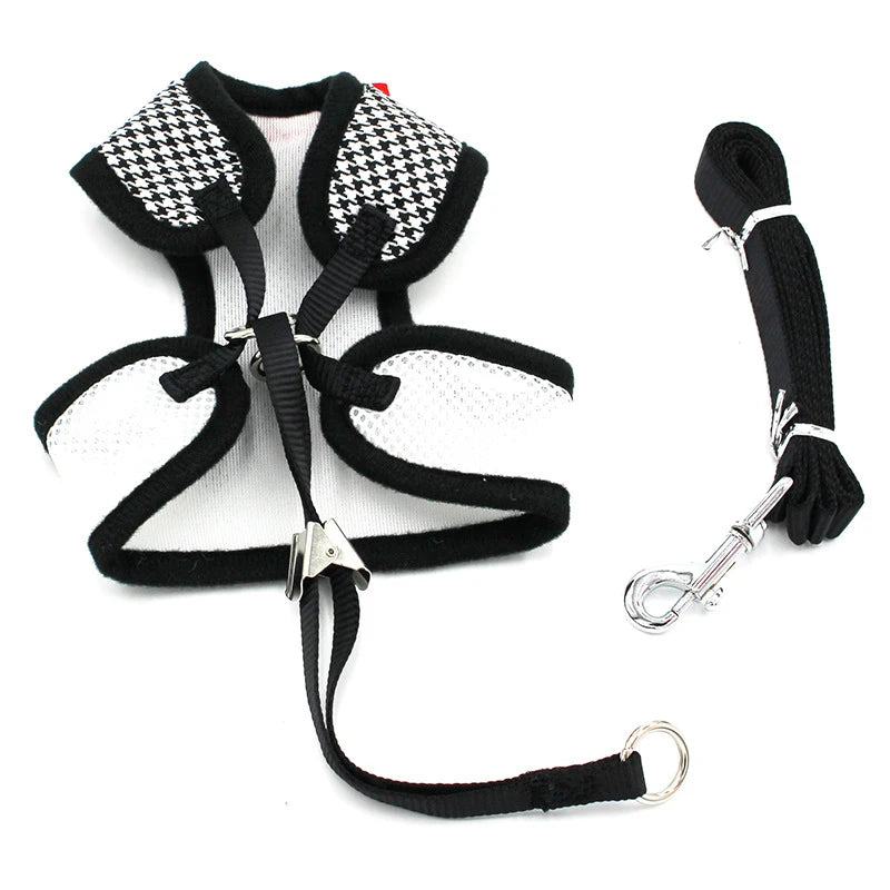 Puppy Cat Harness and Leash Set Breathable Pet Harness Vest For Small Dogs Rabbits Mesh Dress Bow Chest Belt Collar Chihuahua