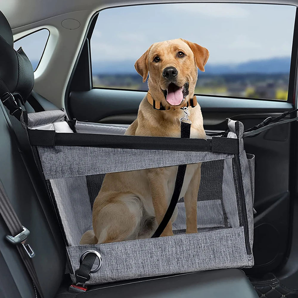 Detachable and Washable Car Pet Seat Cushion with Hanging Bag Dog Travel Pet Car Seat Cover Comfortable Travelling Experience