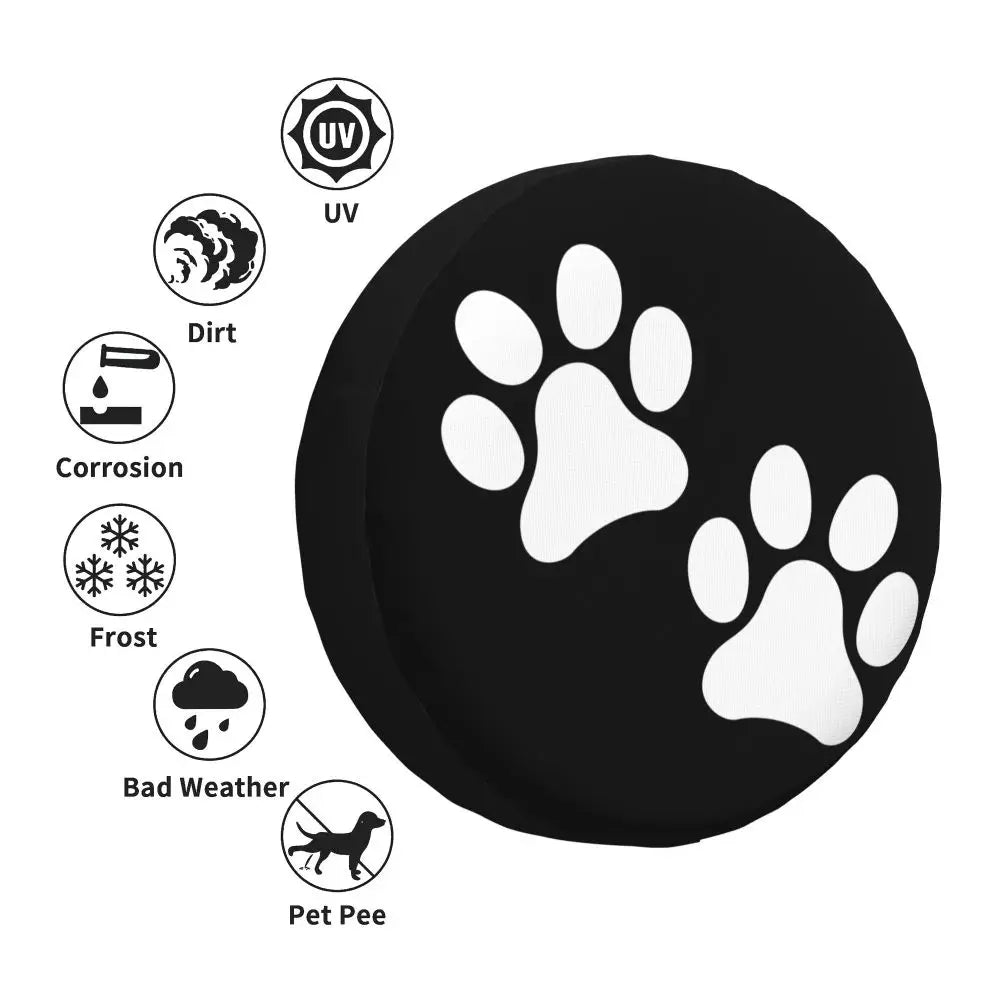 Dog Pet Foot Mark Spare Tire Cover for Jeep Mitsubishi Pajero SUV RV Car Wheel Protectors Accessories 14" 15" 16" 17" Inch