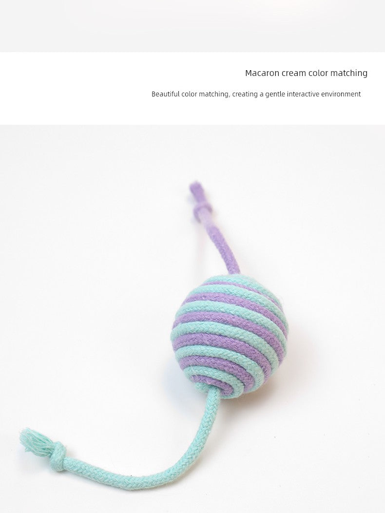 Yuanzhang Meow Cat Toy Ball Cat Teaser Bite-Resistant Ball Scratch-Resistant String Bell Self-Hi Relieving Stuffy Interaction Cat Supplies