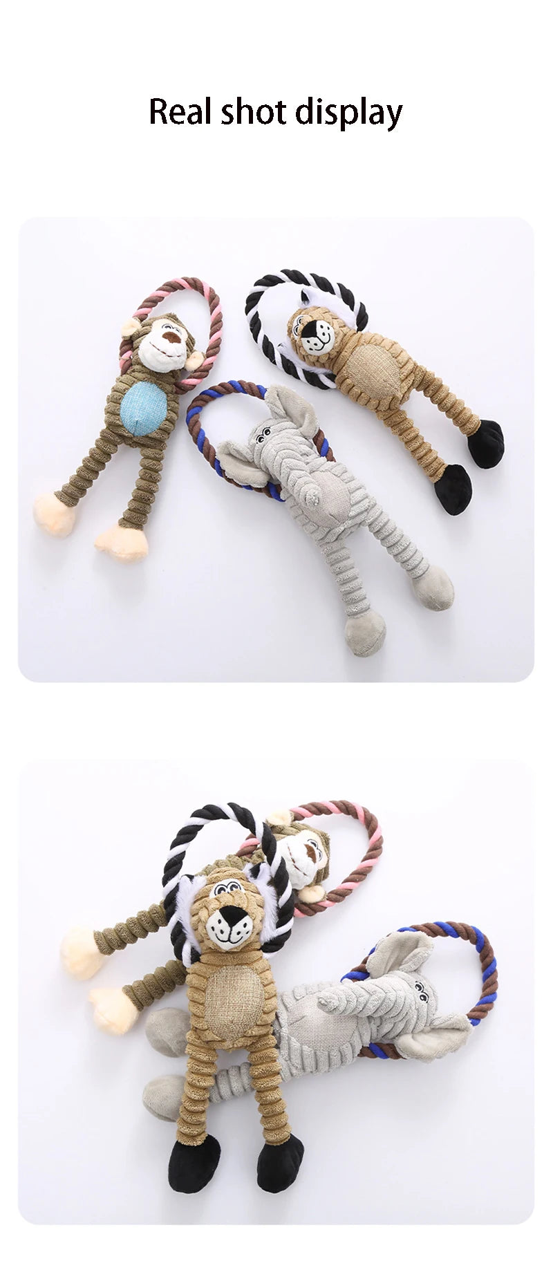 Dog Toys Pet Supplies Pets Chew Toy Animal Shape Squeak Cleaning for Small Medium Dog Accessories Training Plush Sound