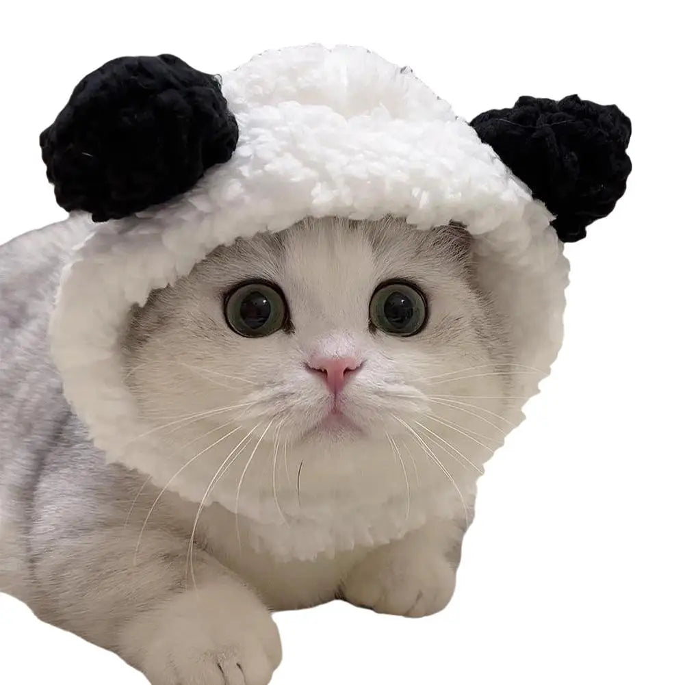 Funny Pet Headband Plush Yarn Cat Dog Cap Panda Pig Pet Warm Pet Hat Chick Cosplay Supplies Headdress Costume D5J4