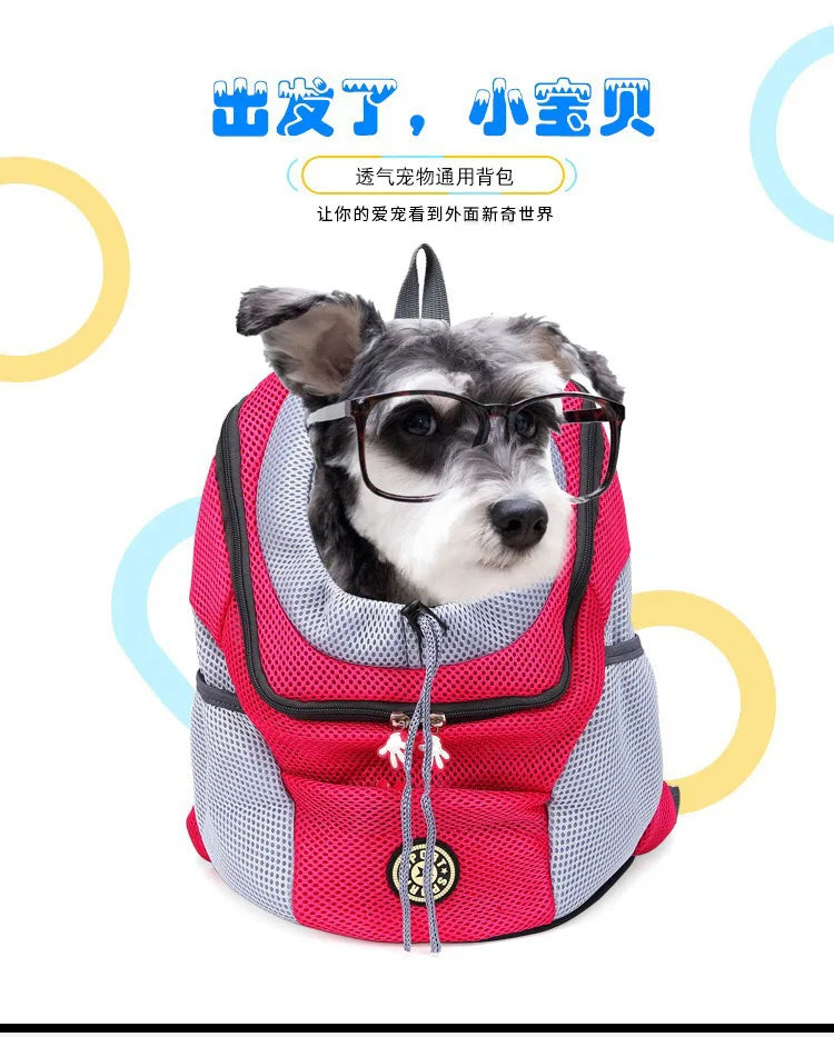 New Double Shoulder Portable Travel Backpack Outdoor Pet Dog Carrier Bag Pet Dog Front Bag Mesh Backpack Foldable Cat Carrier