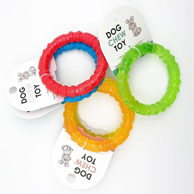 Pet dog toys, interactive, bite resistant, relieve boredom, clean teeth, rubber bones, rubber rings, suitable for small dogs