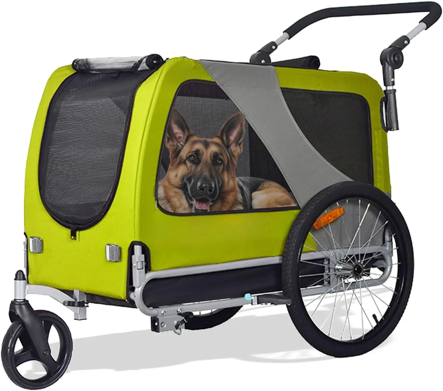 Premium Large/XL Pet Bike Trailer & Stroller for Large Sized Dog or Multiple Small Dogs,Low Center of Gravity Easy Folding Frame