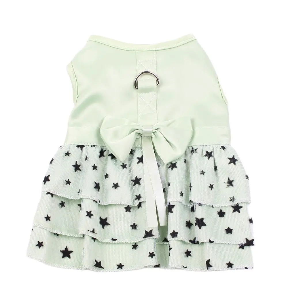 Dog Cat Dress Shirt Bow&Stars Design Pet Puppy Skirt Spring Summer Apparel 2 Colors