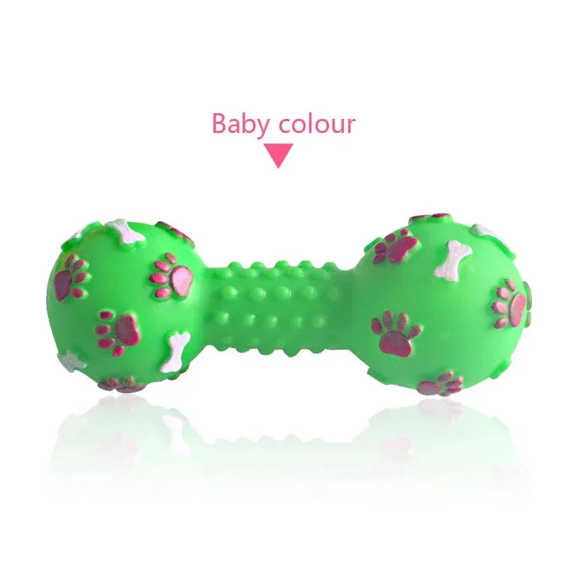 1pcs Pet Dog Cat Puppy Sound Polka Dot Squeaky Toy Rubber Dumbbell Chewing Funny Toy