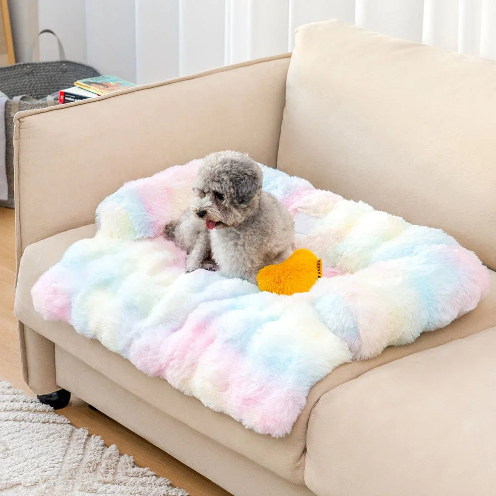 Plush Dog Bed Soft Plush Dog Pad, Sofa Couch Pet Furniture Protector Cover, Washable, Blanket Cushion Dog Kennel