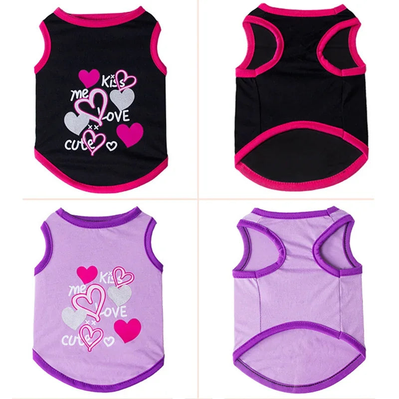 Cute Print Cat Dog Sleeveless Vest Summer Pet Clothes Fabric No Pilling for Small Dogs Chihuahua Yorkshire Puppy Clothing Shirt