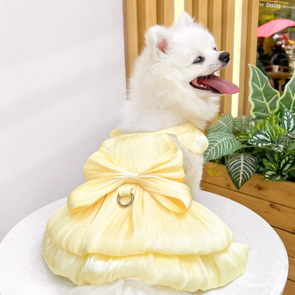 Pet Wedding Dress Dress Bow Skirt Dog Cat Clothing Pull Teddy Bears Spring/Summer Puppy Clothes Dog Clothes for Small Dogs