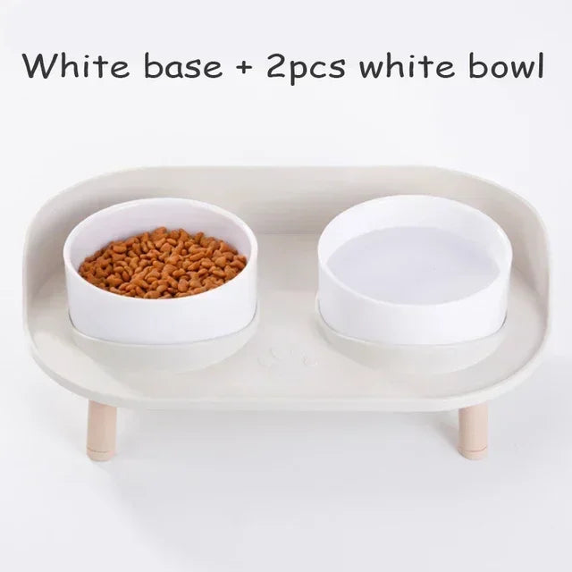 Cat Double Bowls Feeder Adjustable Height Pet Cats Drinker Water Bowl Elevated Feeding Kitten Supplies Pet Food Bowl Feeders