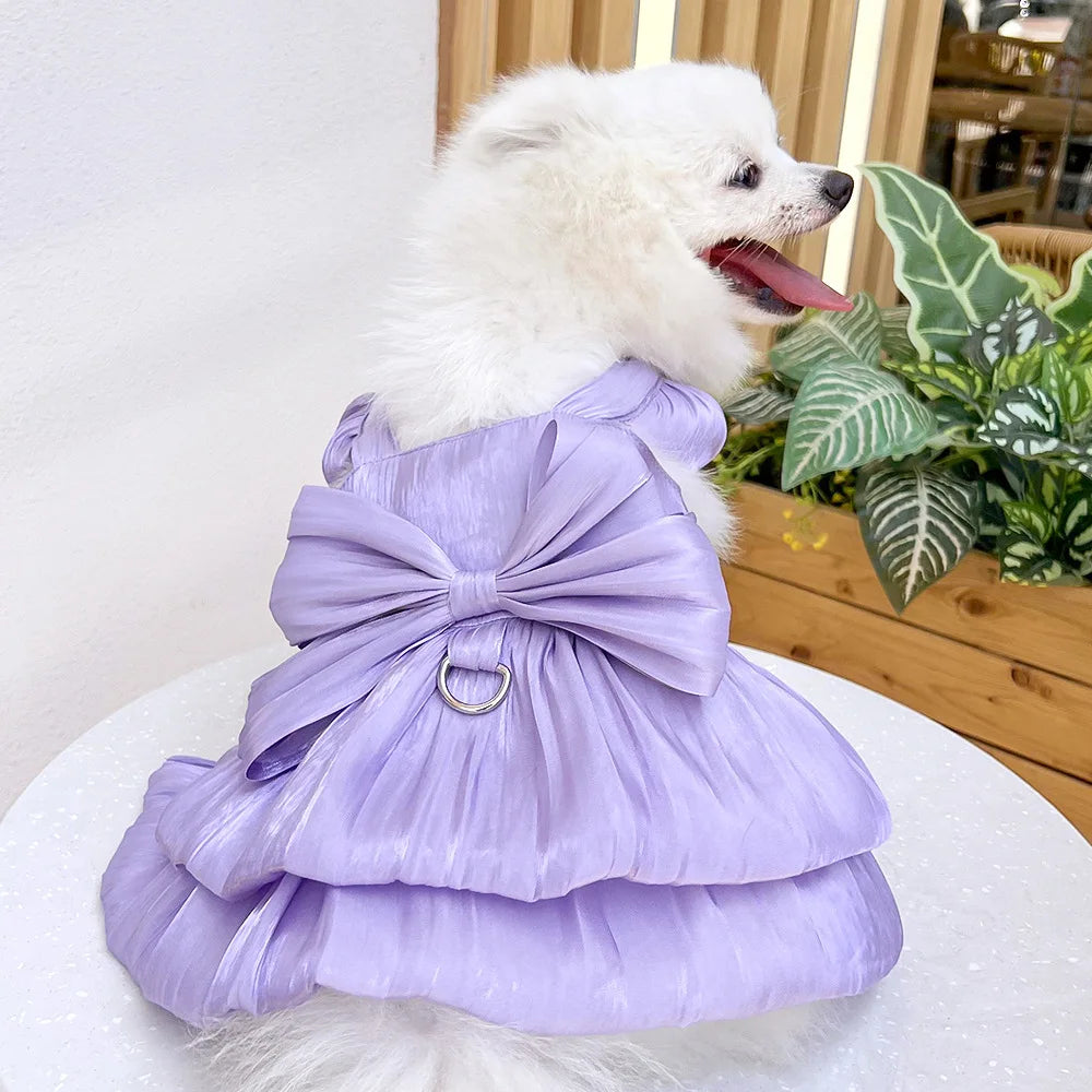 Pet Wedding Dress Dress Bow Skirt Dog Cat Clothing Pull Teddy Bears Spring/Summer Puppy Clothes Dog Clothes for Small Dogs