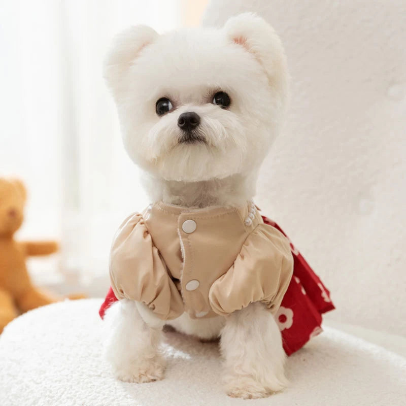 Puppy Princess Dress Autumn Winter Fashion Skirt Pet Harness Small Dog Chihuahua Yorkshire Pomeranian Warm Sweater Cat Shirt