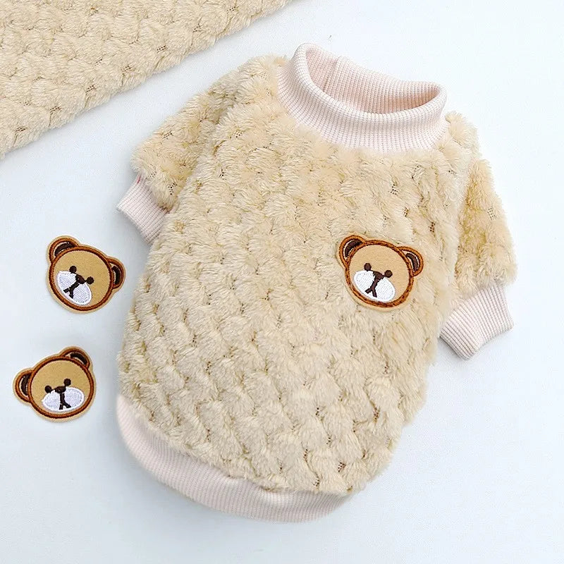 Winter Warm Dog Hoodies Pet Dog Clothes Soft Puppy Pullover Cute Bear Print Cat Sweatshirt Fashion Pet Hoodies Chihuahua Clothes