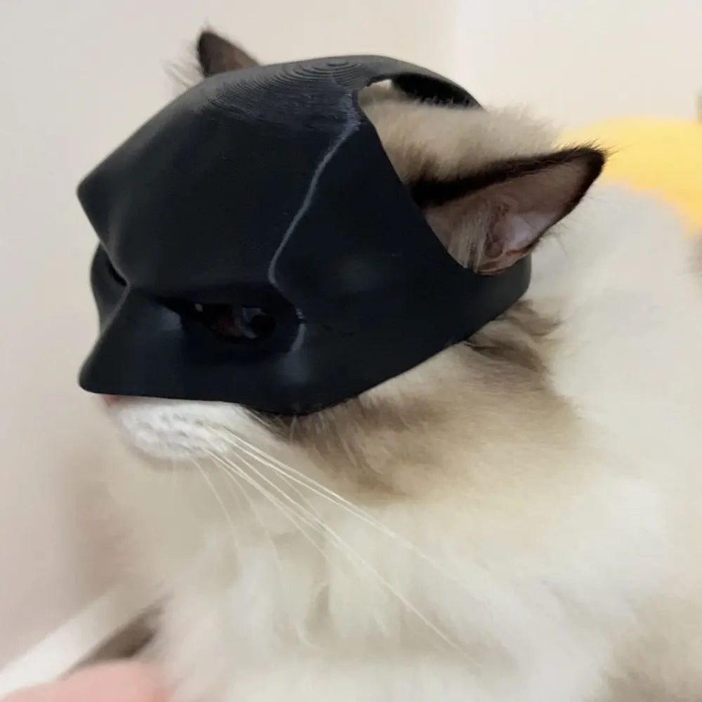 Cat Bat Cosplay Hat Cat Face Cushion Plastic Black Make-Up Half Face Cover Animal Themed Face Mask for Pets Cats Lover Headgear