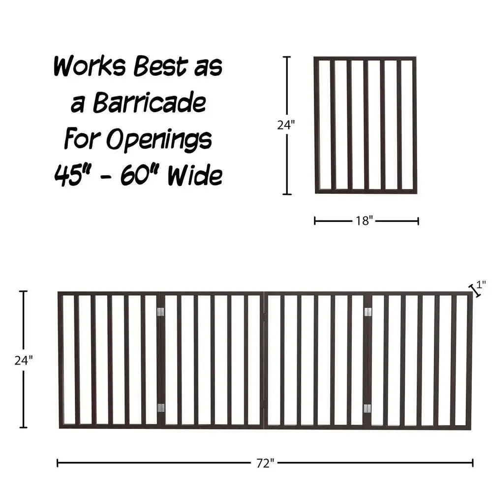 4-Panel Wooden Pet Gate Foldable Indoor Barrier Fence Lightweight Design_freestanding Stairs Doorways_pet Cat Puppy Retractable