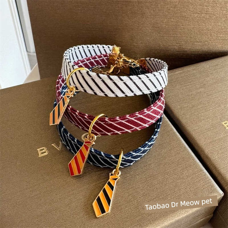 Bow Tie Stripes Lightweight Small Size Dogs Necklace Collar Cat