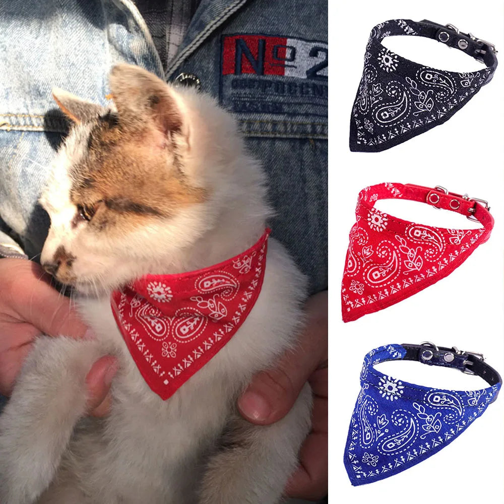 Collier bandana pour chat, chiot, chien, écharpe, foulard, avec boucle réglable pour chats, petits animaux de compagnie, chatons, colliers, reliure triangulaire