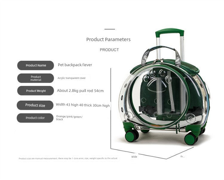 Trolley Case Portable Panoramic Transparent Backpack Cat