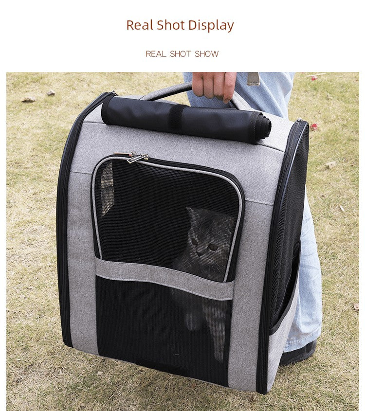 Bolsa para gatos plegable de lona portátil y transpirable de dos capas