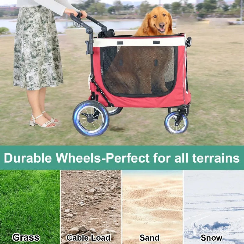 Dog Stroller for Large Dogs Pet Stroller for Medium Dogs Foldable Free Dining Table for Camping Outdoors and Barbecue