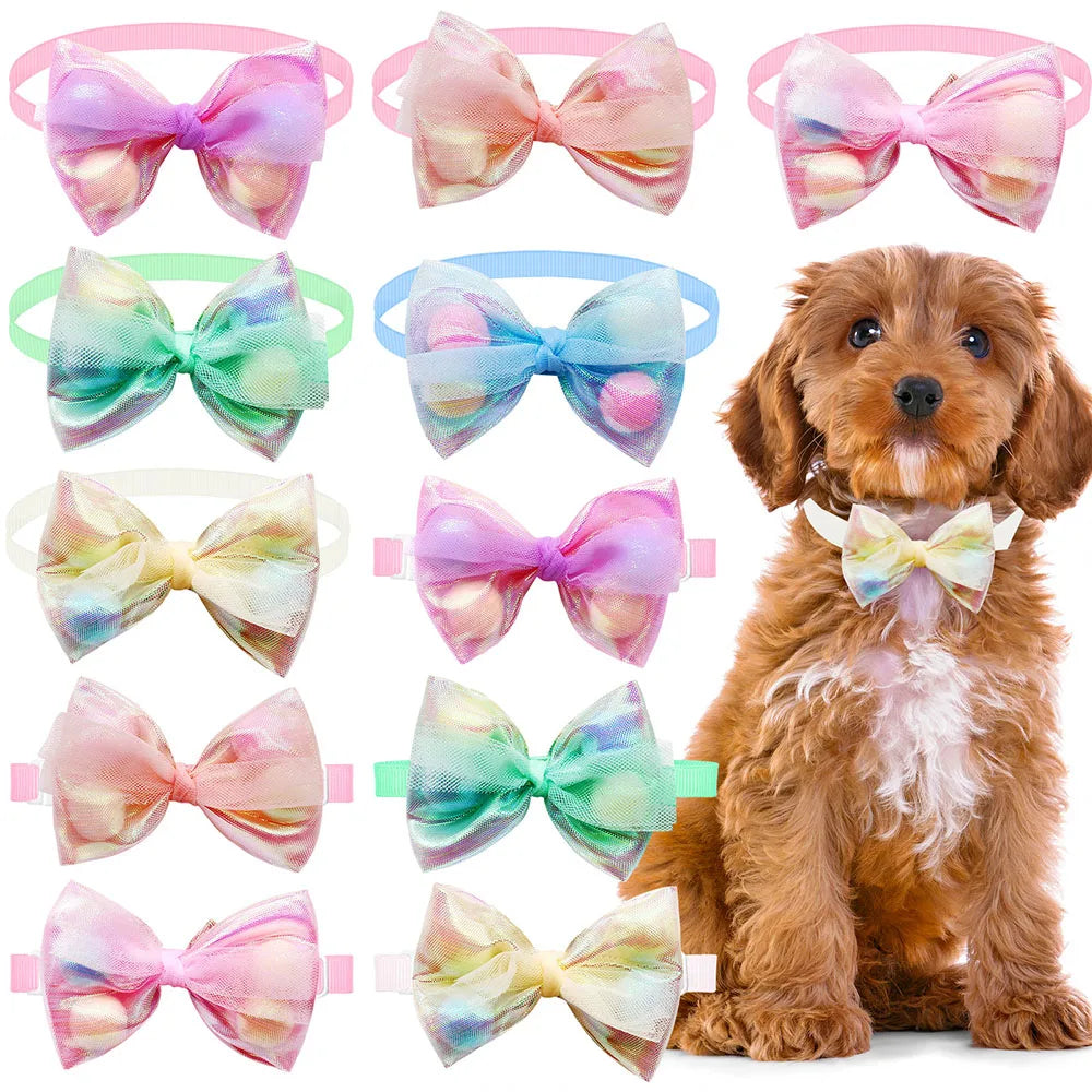 50PCS  Lace Bow Ties for Small Dog Adjustable Dog Collar Cat Collar Cute Pompoms Bowties for Puppy Dog Grooming Accessories