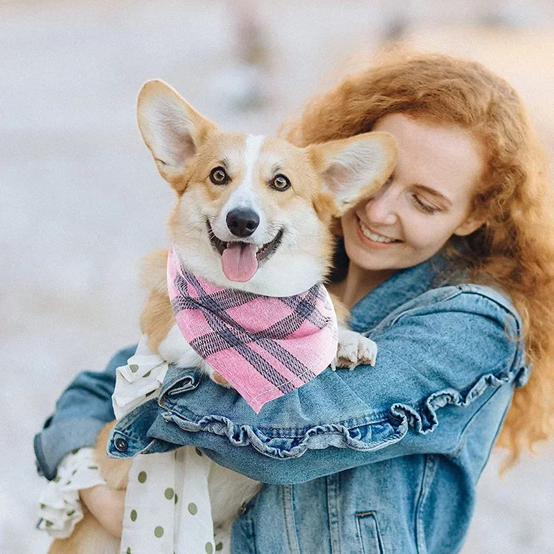 Bandanas para perros y gatos Bandana a cuadros para perros Bandana lavable para cachorros Baberos triangulares para perros Bufandas Accesorios para mascotas para niñas y niños