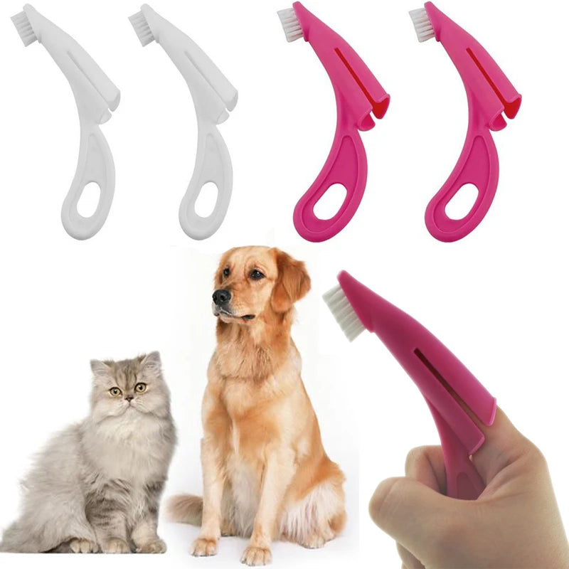 1Pcs Pet Finger Toothbrush Teddy Dog Brush Bad Breath Tartar Teeth Tool Dog Cat Cleaning Supplies 2 Colors Cat Dog Toothbrushes