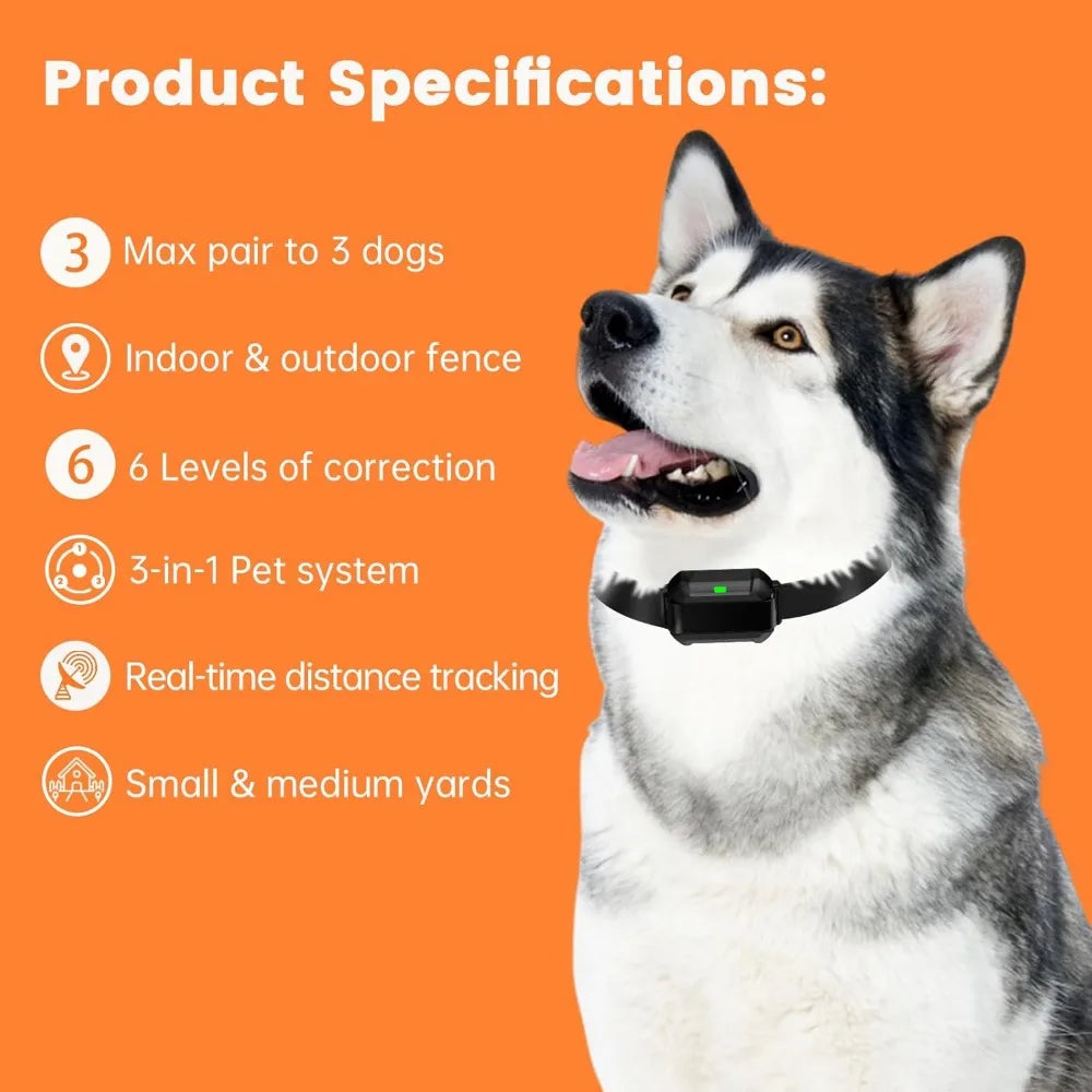 Wireless Dog Fence System, Indoor & Outdoor Use, 1 Acre High-Precision Radar Electric Dog Fence, Real-time Monitoring