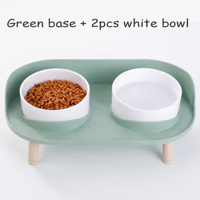 Cat Double Bowls Feeder Adjustable Height Pet Cats Drinker Water Bowl Elevated Feeding Kitten Supplies Pet Food Bowl Feeders