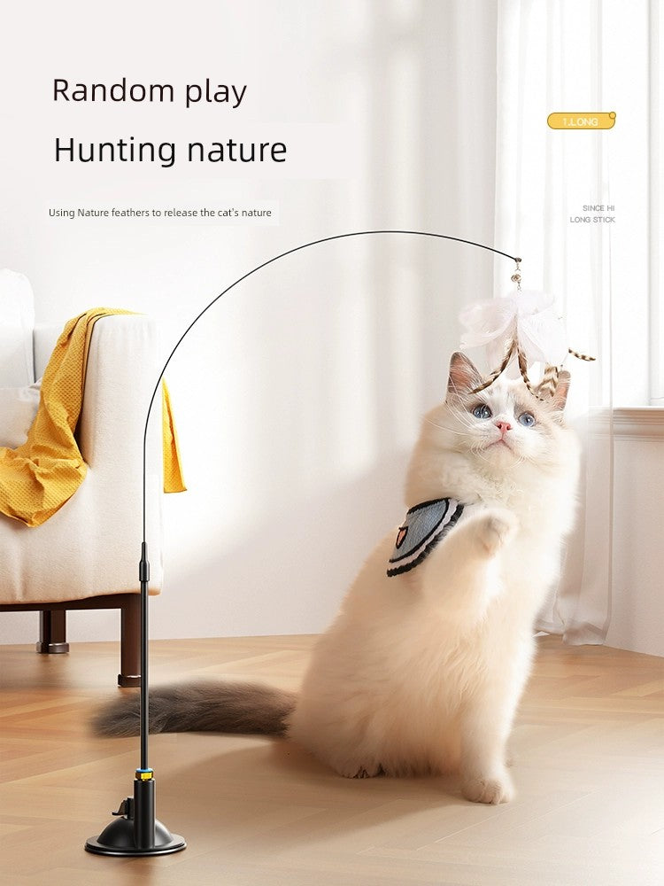 Self-Hi Relieving Stuffy Handy Gadget with Suction Cup Long Brush Holder Cat Toy