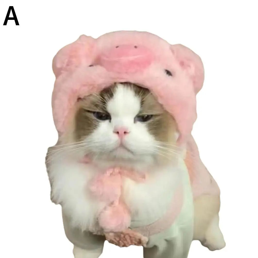 Funny Pet Headband Plush Yarn Cat Dog Cap Panda Pig Pet Warm Pet Hat Chick Cosplay Supplies Headdress Costume D5J4