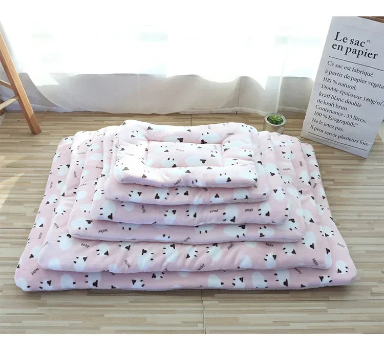 Soft Thickened Plush Pet Bed House Cats Dog Mat Winter Warm Square Sleeping Dogs Puppy Nest  Cushion Portable For Pet Cats Bed