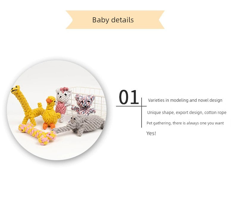 Dog Knot Toy Molar Bite Rop Tug of War Cotton String Pet Bite-Resistant Small Puppies Play to Relieve Boredom