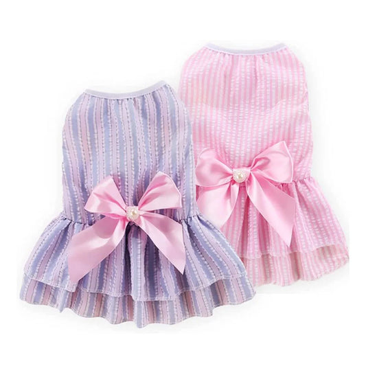 Dog Dress for Small Dog Girl Puppy Clothes Female Princess Tutu Striped Skirt Summer Shirt for Chihuahua Cat Pet Apparel Outfits