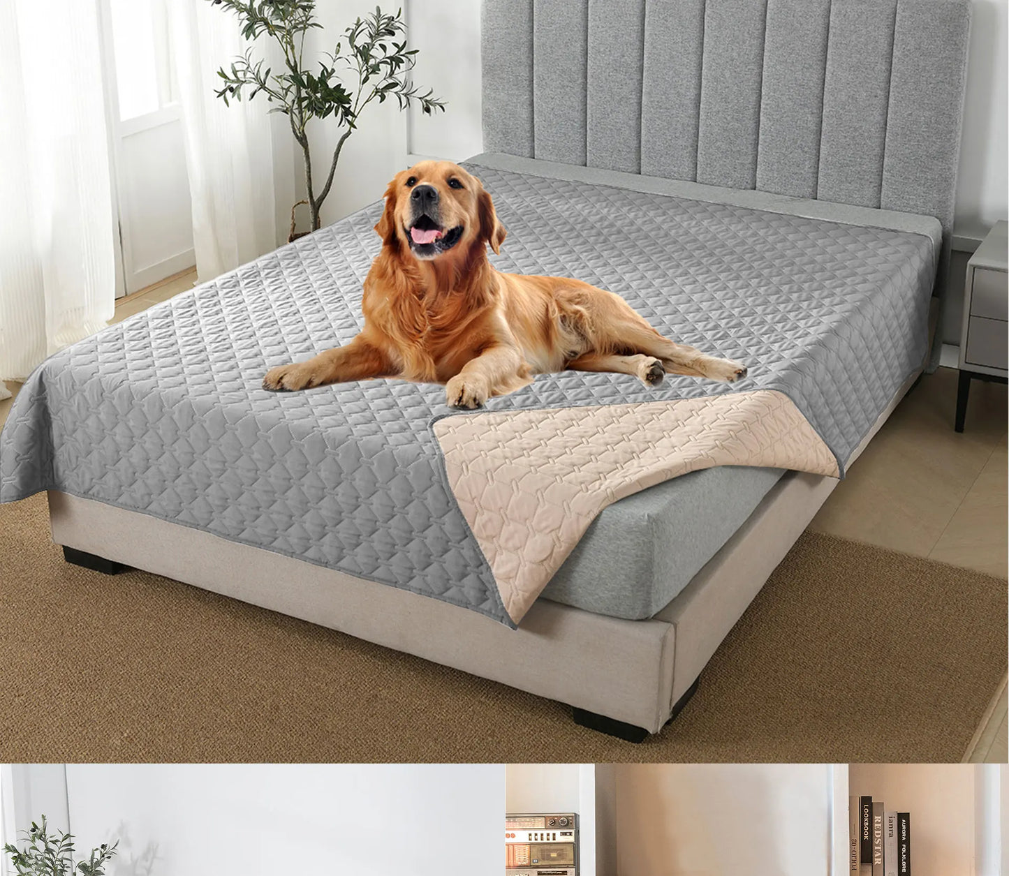 100% Double-Sided Dog Bed Cover Pet Blanket Sofa Couch Furniture Protector for Kids Children Dog Cat, Reversible