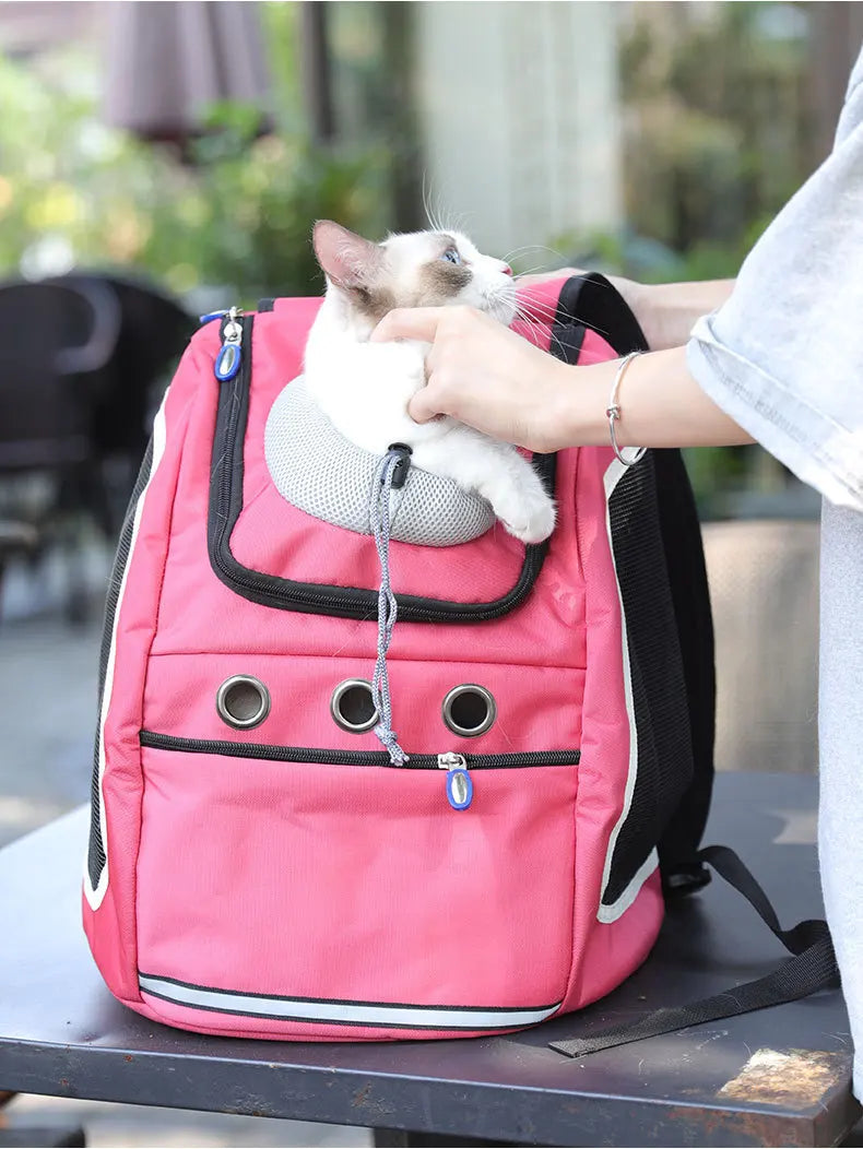 Portable Pet Carriers Breathable Mesh Dog Backpack Foldable Large Capacity Cat Carrying Bag Outdoor Travel Pet Supplies