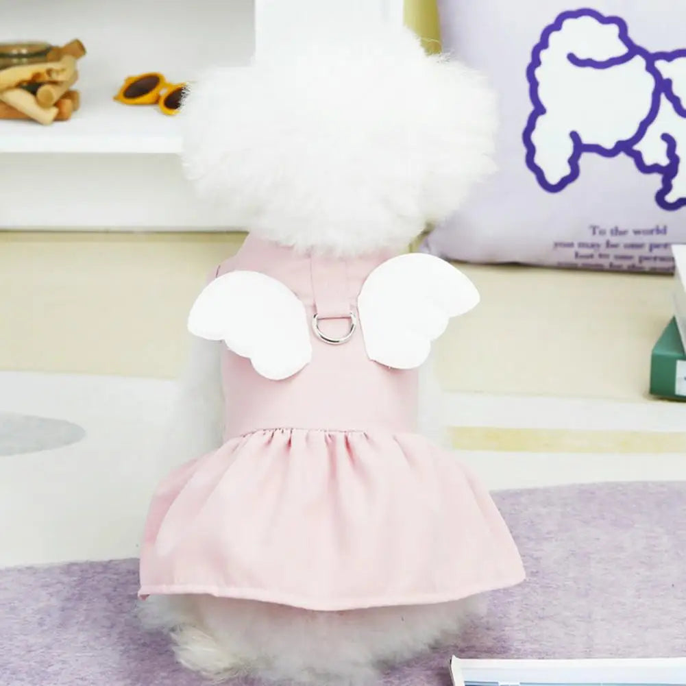 Elegant Pet Small Dog Dress Angel Wings  Tank Sleeveless Cotton Pet Puppy Dog Dress Cat Princess Pet Dog Clothes