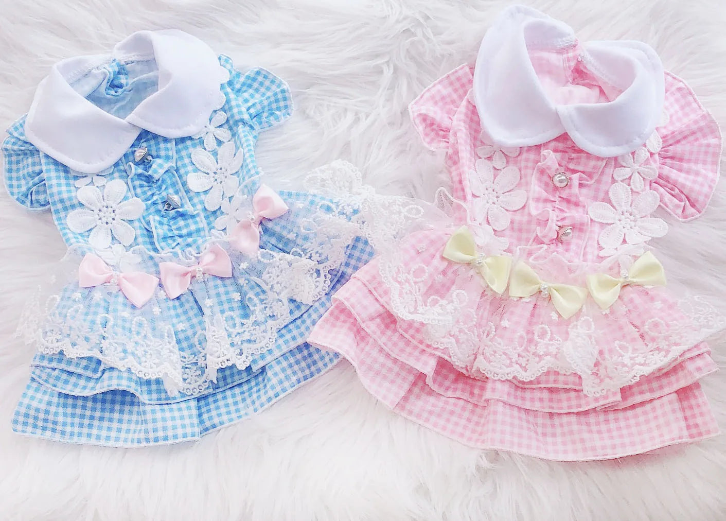 Princess Dog Cat Dress Plaid&Flowers Design Pet Puppy Skirt Spring/Summer Clothes Outfit