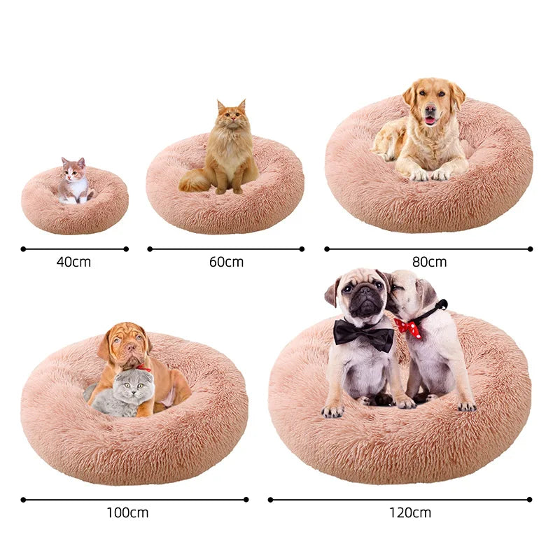 Cat Beds Washable Soft Pet Kennel Winter Thickened Warm Donut Round Pet Plush Nest Comfortable Sleeping Cat Bed Supplies